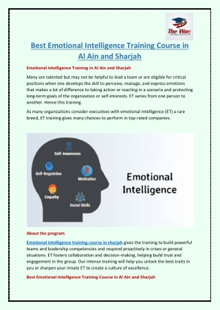 Best Emotional Intelligence Training Course in Sharjah and Al Ain