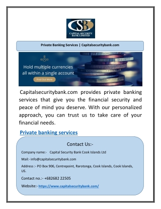 Private Banking Services | Capitalsecuritybank.com