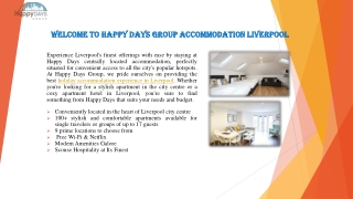 Welcome to Happy Days Group Accommodation Liverpool