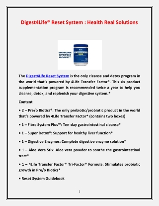 Digest4Life® Reset System - Health Real Solutions