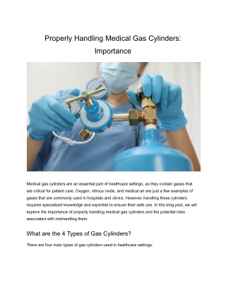 Properly Handling of Medical Gas Cylinders