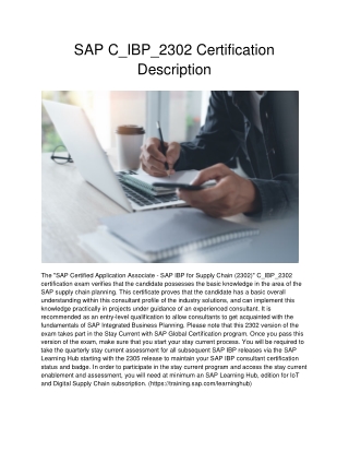 SAP C_IBP_2302 Certification Description