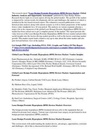 Laser Benign Prostatic Hyperplasia (BPH) Devices Market