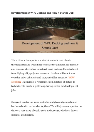 Development of WPC Decking and How it Stands Out (1)