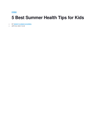 5 Best Summer Health Tips for Kids