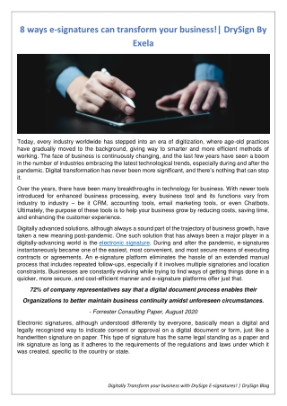 8 ways e-signatures can transform your business! - DrySign USA