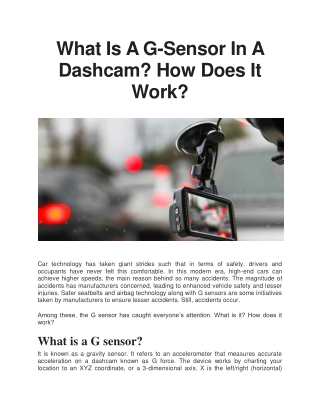 What Is A G-Sensor In A Dashcam? How Does It Work?