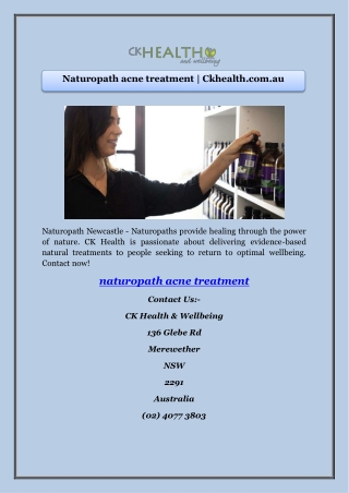 Naturopath acne treatment | Ckhealth.com.au