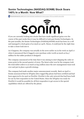 Sonim Technologies (NASDAQ-SONM) Stock Soars 140% In a Month- Now What