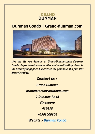 Dunman Condo  Grand dunman com