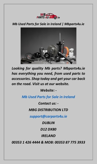 Mb Used Parts for Sale in Ireland  Mbparts4u.ie