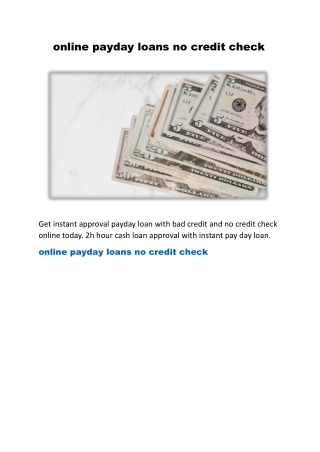 online payday loans no credit check