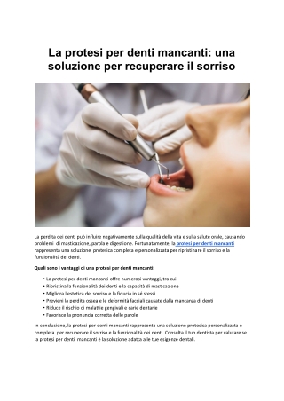 La protesi per denti mancanti una soluzione per recuperare il sorriso