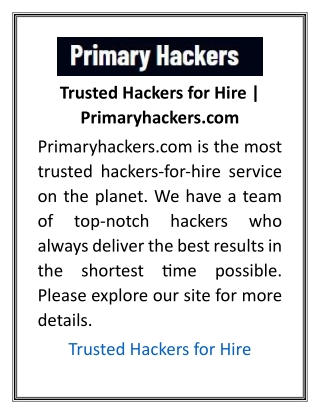 Trusted Hackers for Hire  Primaryhackers.com