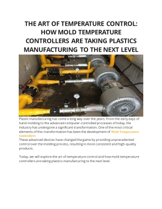 THE ART OF TEMPERATURE CONTROL HOW MOLD TEMPERATURE CONTROLLERS ARE TAKING PLASTICS MANUFACTURING TO THE NEXT LEVEL30