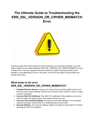 The Ultimate Guide to Troubleshooting the ERR_SSL_VERSION_OR_CIPHER_MISMATCH Error