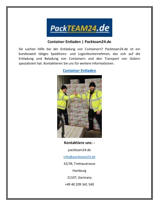 Container Entladen  Packteam24.de