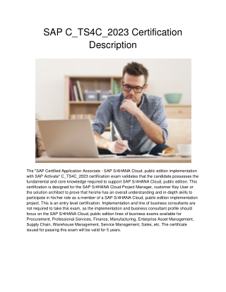 SAP C_TS4C_2023 Certification Description