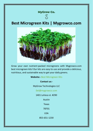 Best Microgreen Kits  Mygrowco