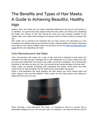 The Benefits and Types of Hair Masks_ A Guide to Achieving Beautiful, Healthy Hair