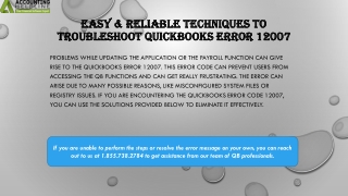 Easy method to fix QuickBooks Error 12007