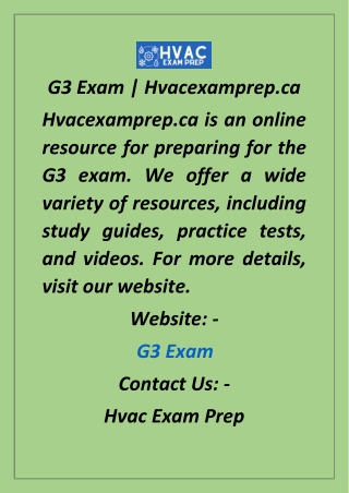 G3 Exam  Hvacexamprep.ca