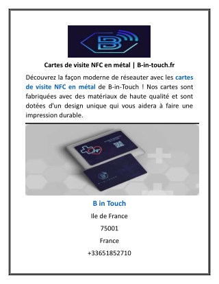 Cartes de visite NFC en métal  B-in-touch.fr