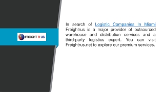 Logistic Companies In Miami Freightrus.net