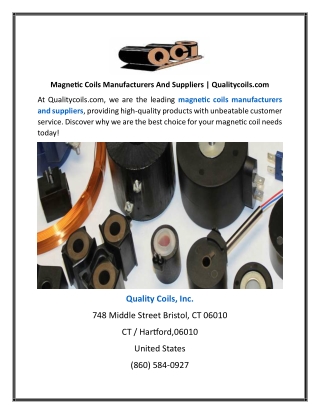 Magnetic Coils Manufacturers And Suppliers  Qualitycoils