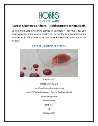 Carpet Cleaning St Albans  Hobbscarpetcleaning.co.uk