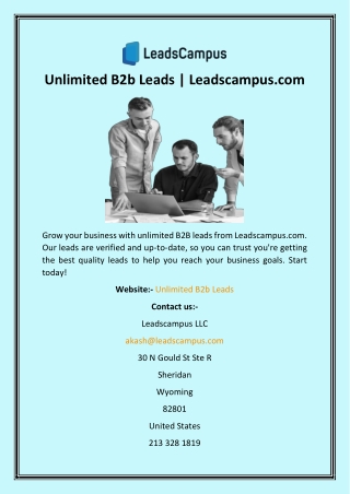 Unlimited B2b Leads  Leadscampus