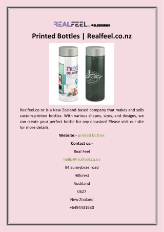 Printed Bottles  Realfeel.co.nz