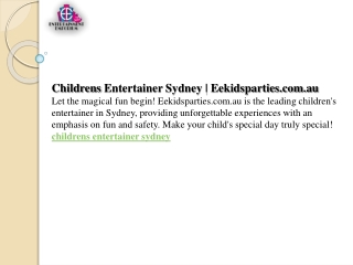 Childrens Entertainer Sydney  Eekidsparties.com.au