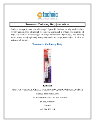 Termometr Zaokienny Duży  etechnic.eu