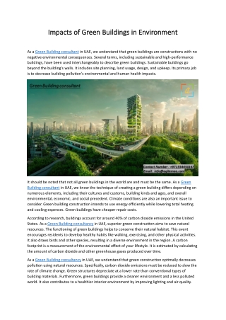 Impacts of Green Buildings in Environment