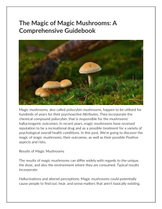 The Magic of Magic Mushrooms A Comprehensive Guidebook