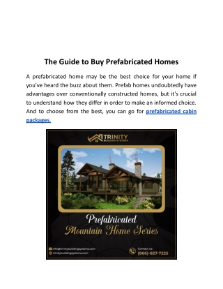 The Guide to Buy Prefabricated Homes