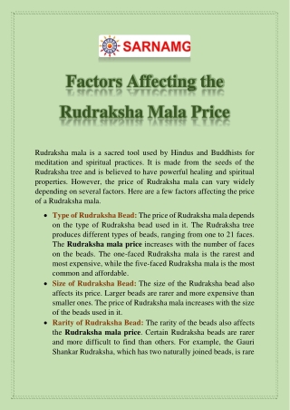 Factors Affecting the Rudraksha Mala Price