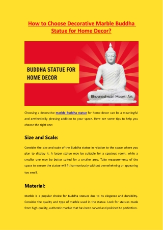 How to Choose Decorative Marble Buddha Statue for Home Decor?