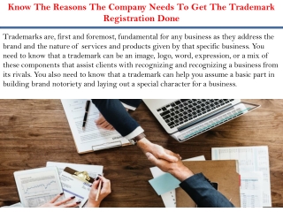 Know The Reasons The Company Needs To Get The Trademark Registration Done