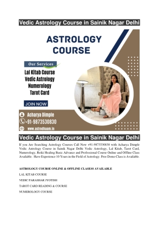 Vedic Astrology Course in Sainik Nagar Delhi  91-9873530830