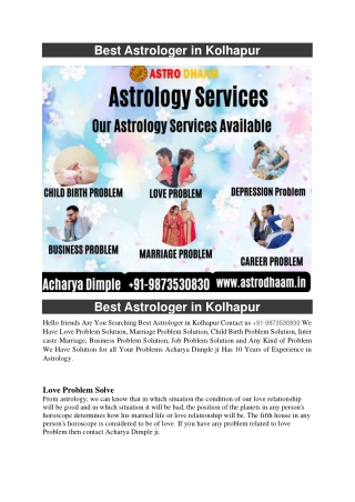 Best Astrologer in Kolhapur  91-9873530830