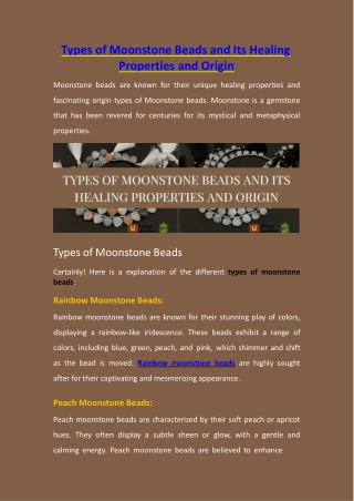 Types of Moonstone Beads and Its Healing Properties and Origin