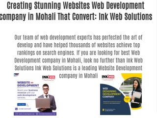 Creating Stunning Websites Web Development company in Mohali That Convert: Ink Web Solutions