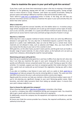 How to maximise the space in your yard with grab hire services?
