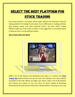 Select the Best Platform for Stock Trading