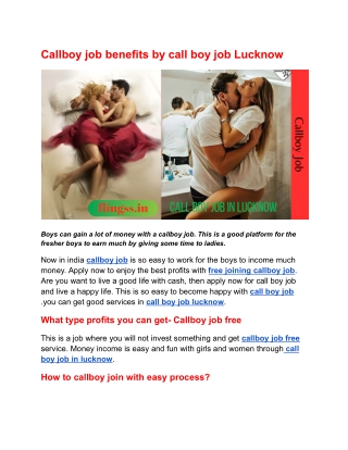 Callboy job benefits by call boy job Lucknow