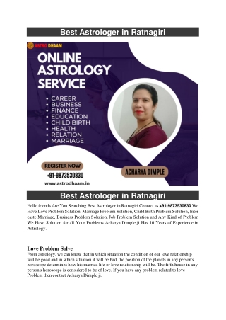 Best Astrologer in Ratnagiri  91-9873530830