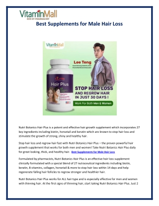 Best Supplements for Male Hair Loss