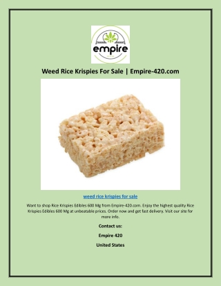 Weed Rice Krispies For Sale | Empire-420.com